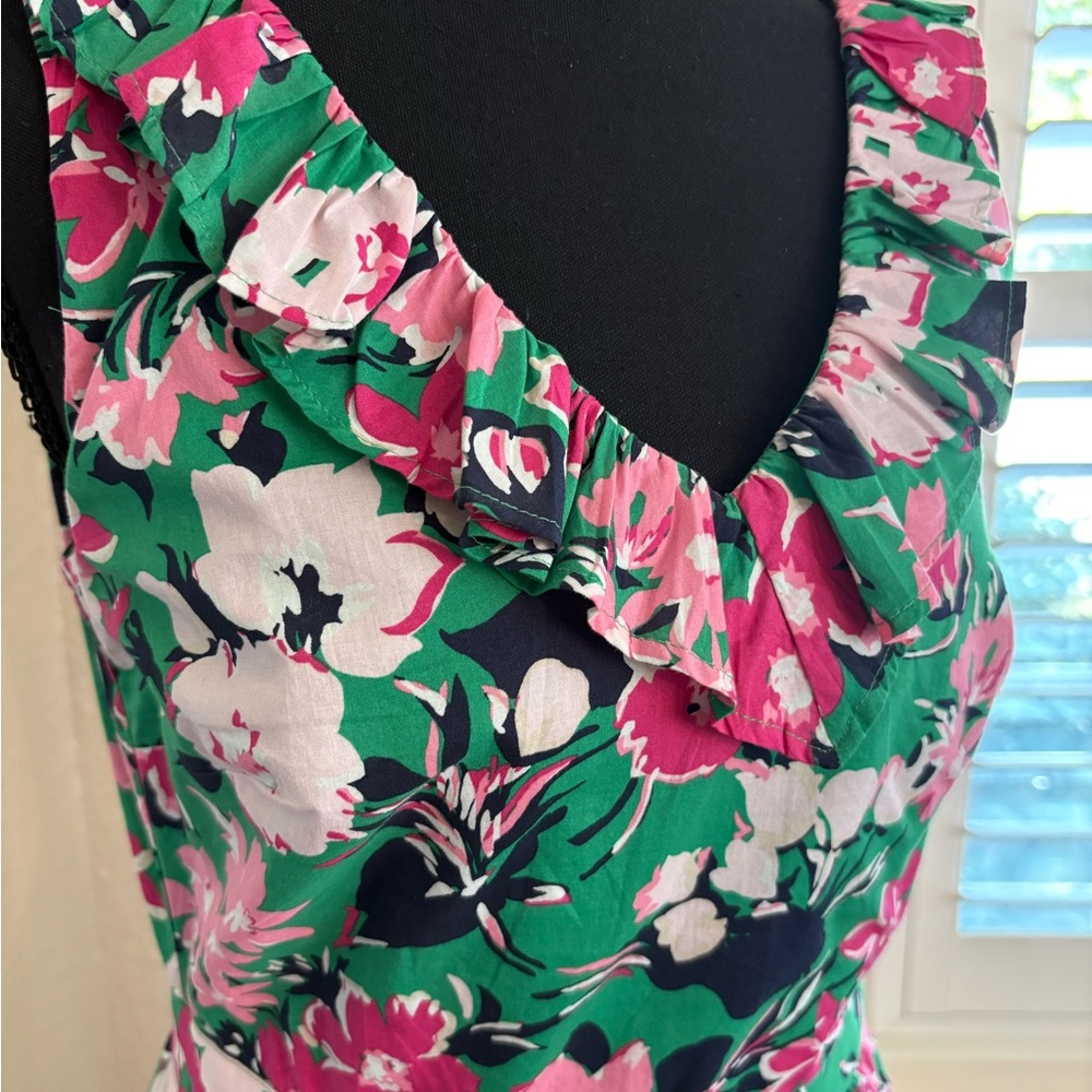 J. Crew Floral Midi Dress with ruffle detail - Picture 2 of 7